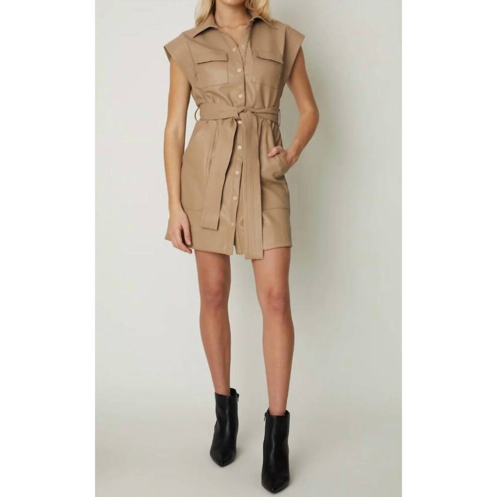 JS71 Monica Mini Belted Dress Tan size‎ S/M